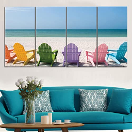 Peinture pour la décoration murale salon motif mer et plage calme 4 pièces