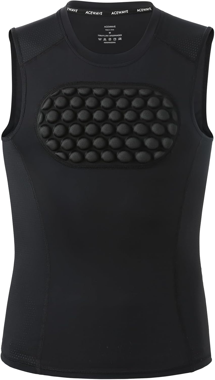 Youth Baseball Chest Protector – 12mm EVA Padded Compression Shirt, Heart & Sternum Guard for Boys Girls, Softball Football Lacrosse Rugby Protective Gear, Moisture-Wicking Base Layer