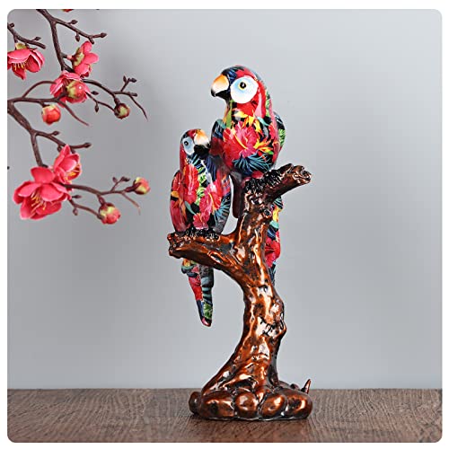 Orenm Graffiti Parrot Statue Decor Parrots Perch Resin Art Sculpture Office Desktop Living Room Home Ornaments 9.8-Inch (Lovers Parrot) #TOP1