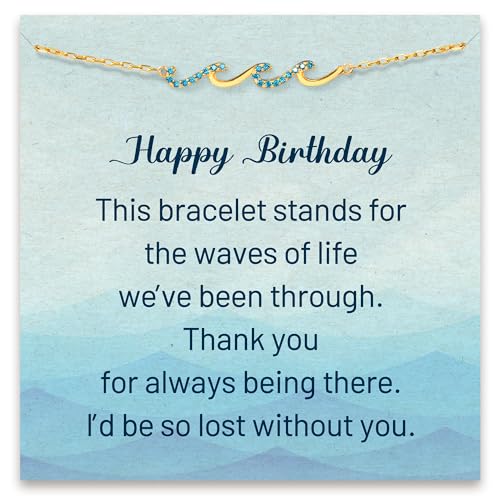 STORYJEWELLERY Wave Bracelet, Birthday Gifts for Women, 30th 40th 50th 60th 70th Birthday Gifts For Women, Jewelry Present for Mom Daughter Sister and Female Friend