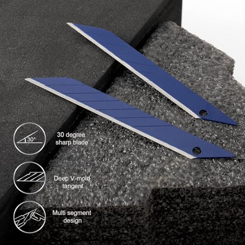Image of 9mm Utility Knife Replacement Blades,30 Degree Snap Off Carbon Steel Knife Blades for Retractable Cutting Knives, Hobby, Craft, Box Cutter 100PCS (Blue)