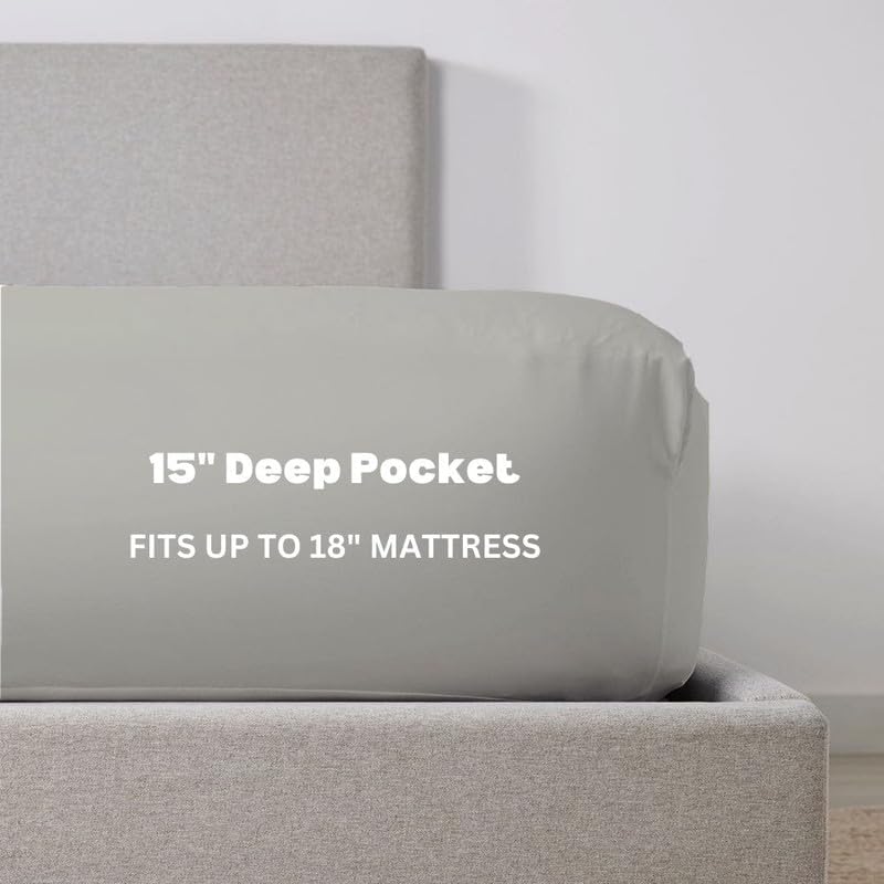 Miniatura 2 de Top Split King Juego de sábanas para cama ajustable, juego de 4 piezas superior media dividida King para cama elevadora, juego de sábanas de