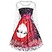 Produktbild VEMOW 2018 Elegante Damen Frauen Frohe Weihnachten Vintage Weihnachtsmann Print Spitze Abendgesellschaft Kleid Cocktailkleider(X2-Rot, 32 DE/S CN)