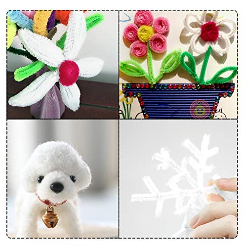 100 Pieces Pipe Cleaners Chenille Stem, Solid Color Pipe Cleaners Set For Pipe Cleaners Diy Arts Crafts Decorations, Chenille Stems Pipe Cleaners (White) #TOP6