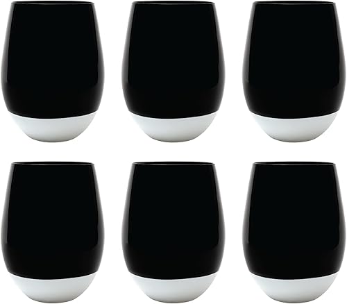 Vikko Copas de vino sin tallo de 14 onzas vaso de vino sin tallo en blanco y negro  Moderno vaso de vidrio para entretenimiento diario e informal disponible en Yaxa Venezuela