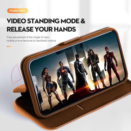Image of Premium Vegan Leather Phone Cover with Card Slot - Slim, Durable, Privacy Protection, Kickstand Function, Elegant Flip Wallet Cases Compatible for Oppo F29 Pro 5G (Brown)