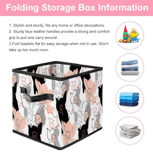 Boîte rangement tissu pliable cochon pour ranger les jouets