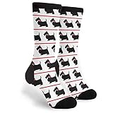 Packsjap Black Scottie Dogs with Red Bows Men & Women Casual Cool Cute Crazy Funny Athletic Sport Colorful Fancy Novelty Graphic Crew Tube Socks