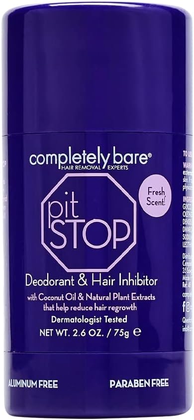 Completely Bare pit STOP Hair Inhibiting Deodorant with Coconut Oil & Natural Plant Extracts that help reduce hair growth, 2.6 oz