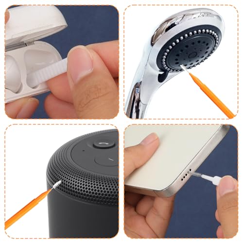 Image of 80pcs Shower Head Cleaner Picks Tools, Including 30 Cleaning Brushes & 50 Showerhead Hole Brushes Practical Unclogger Tools for Small Holes Sink Gaps (Orange, White)