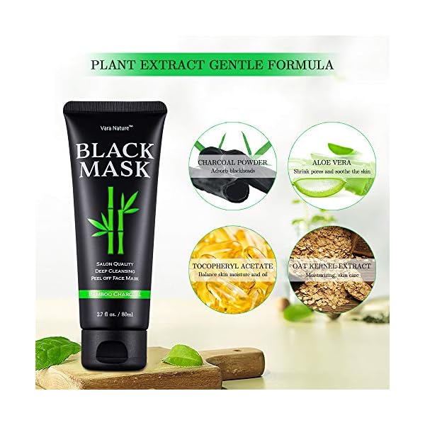 Blackhead-Remover-Mask-4-in-1-Charcoal-Peel-Off-Face-Mask-Skin-Care-Gel-Extractor-Tools-Silicone-Brush-Deep-Cleansing-Peel-Mask-Blackhead-Mask-Kit-Vara-Nature Vara Nature Blackhead Remover Mask 4-in-1 | Charcoal Peel Off Face Mask & Skin Care Gel & Extractor Tools & Silicone Brush | Deep Cleansing Peel Mask | Blackhead Mask Kit