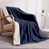 Heizdecke Überwurf 130x180cm Schnellheizend Blau & Weiß Schnellheizende große weiche Flanell-Heizdecke mit 4 einstellbaren Temperaturstufen, 6-Stunden-Timer, maschinenwaschbar