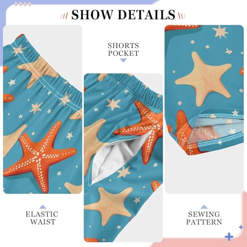 Orange Starfish Pattern Pajama Pants Lounge Sleep Pants Elastic Waist Long Pajama Bottoms with Pockets for 6-14 Years4