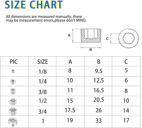 Miniatura 6 de JoyTube Tapón de tubo NPT de 14 de pulgada, rosca macho de acero inoxidable, cabeza hexagonal interna avellanada (paquete de 6)