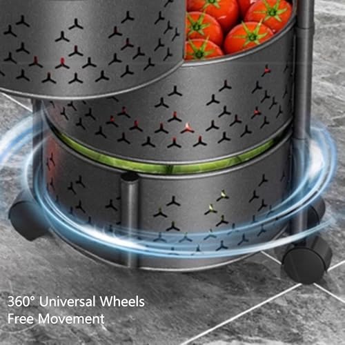 Cesta de almacenamiento multicapa giratoria con ruedas de ventilación libre para alimentos 8
