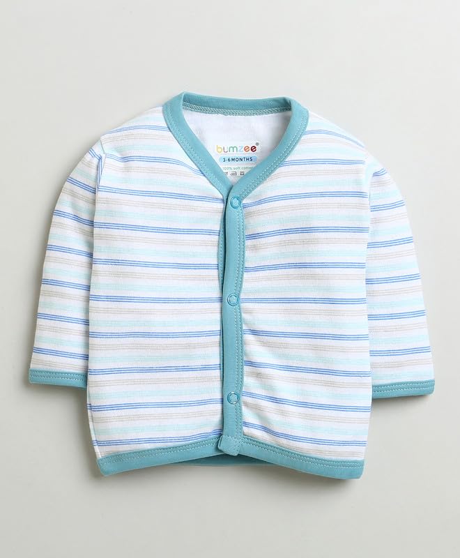 Image of BUMZEE Baby Boys Regular Fit Full Sleeves V-Neck Cotton Jablas,Pack of 3