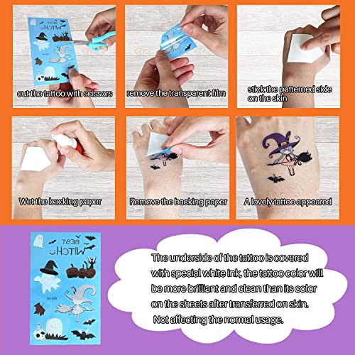 Partywind 10 Sheets Luminous Halloween Temporary Tattoos for Kids, Glow Halloween Decorations Birthday Party Favors Supplies, Halloween Fake Tattoos Goodie Bag Fillers Games Accessories for Party - image 5