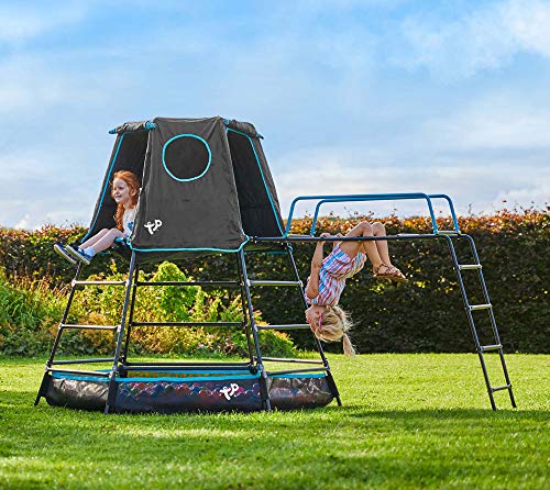 TP Toys Klettergerüst Spielturm Explorer Spielturm Kinder Outdoor Kletterturm Schwarz 306x208x201cm