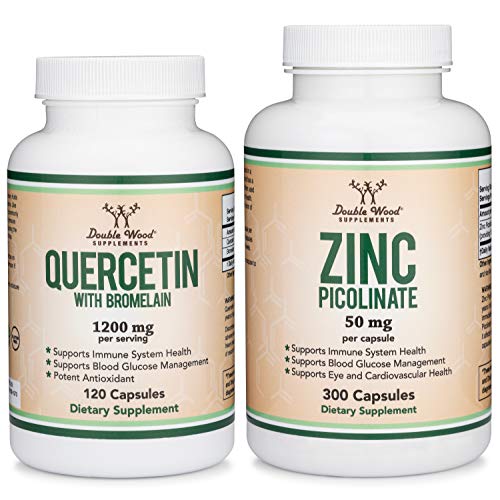 Quercetin and Zinc Bundle - Support Immune System Health (120 Count Quercetin and 300 Count Zinc)