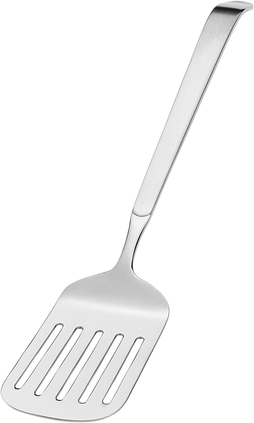 Amefa Stainless Steel Serving Set 3 Piece Kitchen Essentials: Slotted Turner, Slotted Serving Spoon, Multi-Purpose Tong