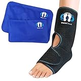 Foot Ankle Sprain Pain Support Brace w/Ice Packs Reusable Hot Cold Gel Inserts for Achilles Tendon Arch Support Therapy Neuropathy Plantar Fasciitis Tendonitis Injuries by Theracloud