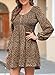 Dokotoo Womens Fashion Spring Dresses Long Sleeve Crewneck Buttons Empire Waist Casual Dress Smocked A-Line Leopard Print Brown Dress Medium