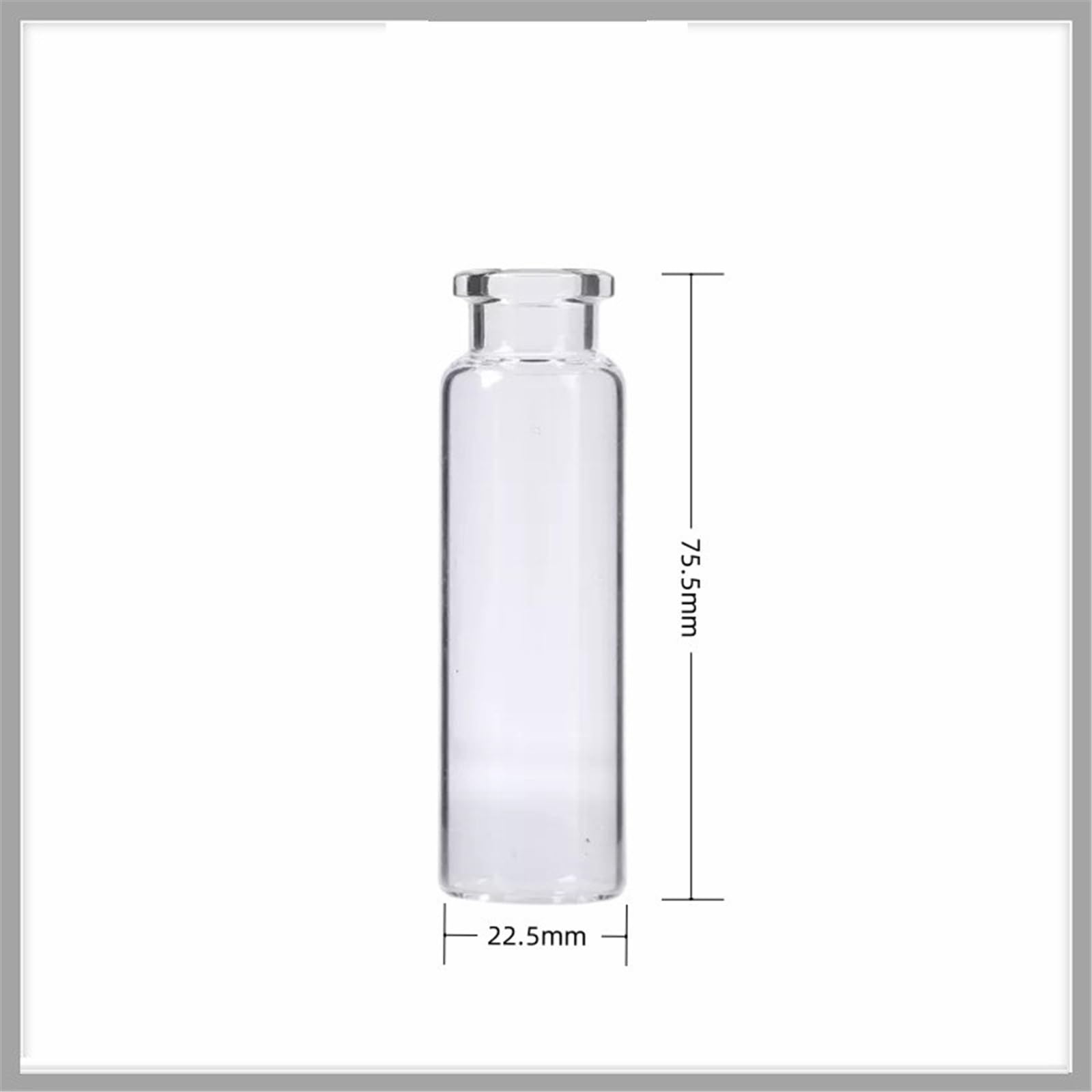 Przezroczysta fiolka z zagiętym wierzchem, fiolka do chromatografii z zagiętym wierzchem, 20 ml, aluminiowa nakrętka z płaskim dnem i przegrodami z silikonu/PTFE, 10 zestawów