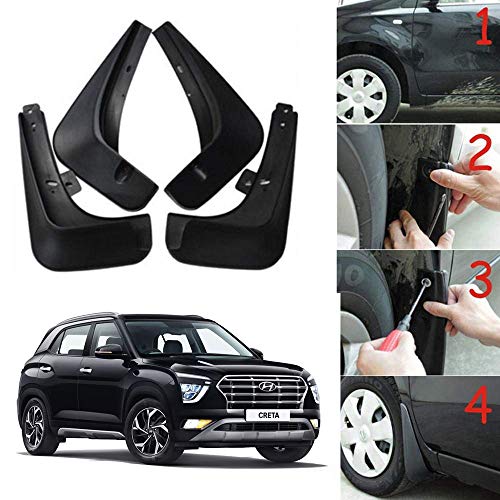 Image of Oshotto (O.E.M Fitting Cup Type) Mud Flap /Splash Guard Compatible with Hyundai Creta 2020-2023 (T-II) (Set of 4), Black