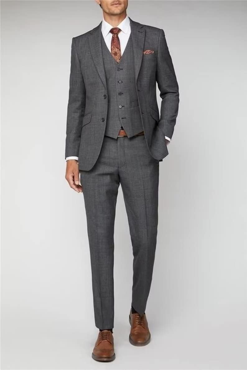 Men's 3 Pieces Suit Regular Fit Formal Business Jacket Tuxedos Single Breasted Vest & Pants