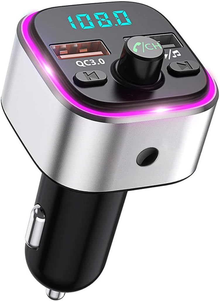 VR robot Bluetooth FM Transmitter for Car, QC3.0 Quick Charge & LED Backlit Bluetooth Car Adapter, Radio Receiver Adapter Car Kit with Dual USB Charging Support TF Card & U Disk VR robot Bluetooth FM Transmitter for Car, QC3.0 Quick Charge & LED Backlit Bluetooth Car Adapter, Radio Receiver Adapter Car Kit with Dual USB Charging Support TF Card & U Disk