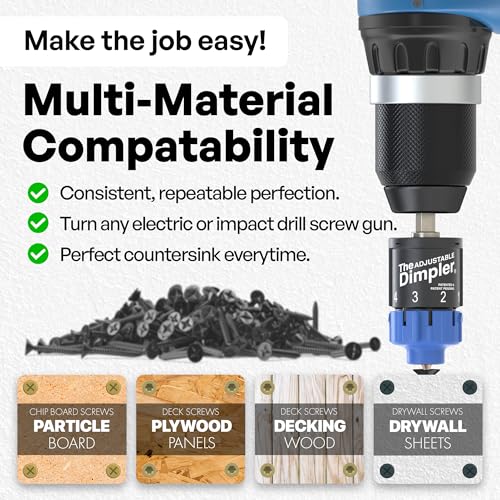 image for Adjustable DIMPLER ® - Drywall Bit & Screw Gun Attachment, Converts D