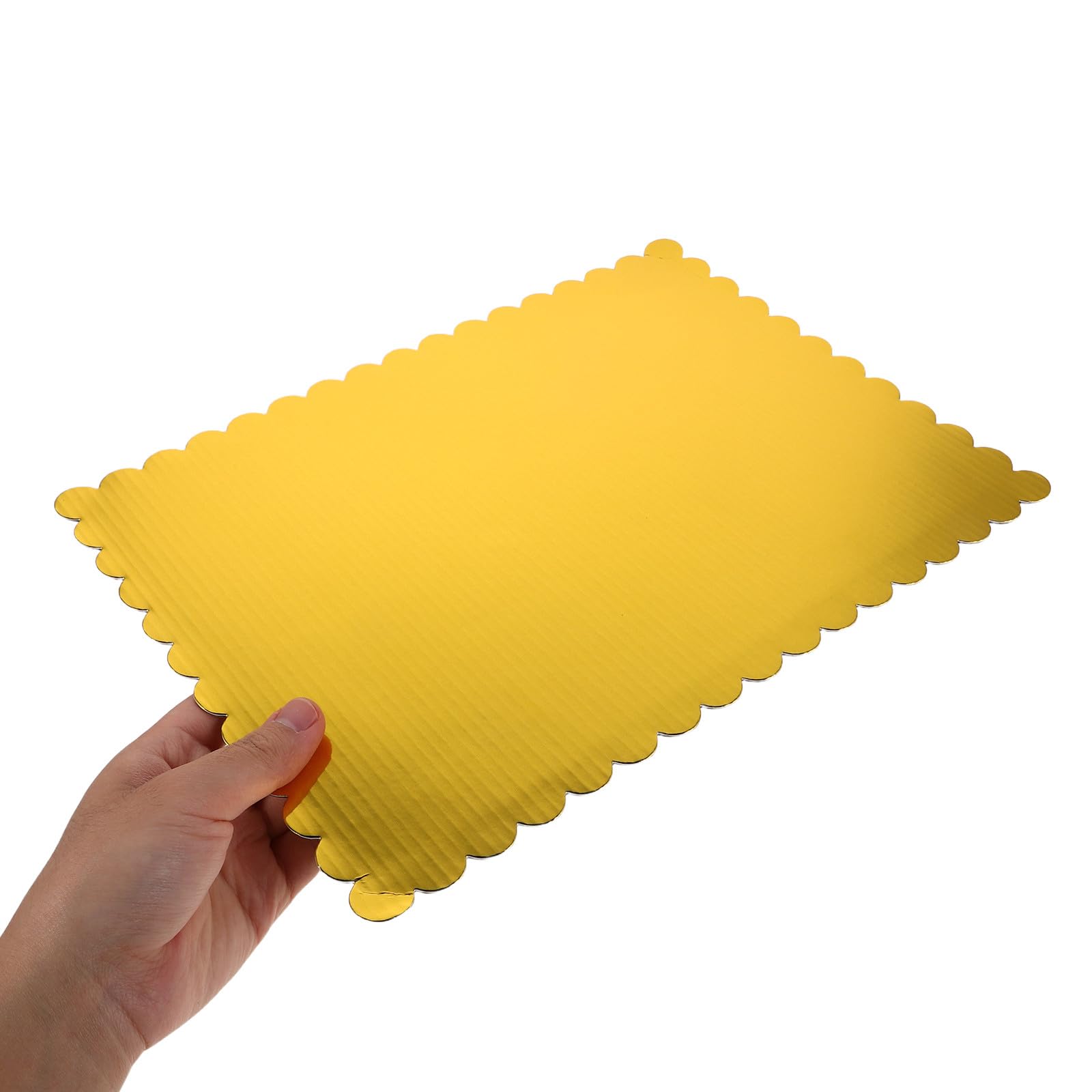 IMIKEYA 20 Bandejas Base para Pastel Rectangular de Cartón Corrugado 25x35 Cm Borde Ondulado Dorado, 2 Mm de Grosor, Ideales para Presentación y Transporte en Eventos y Pastelerías