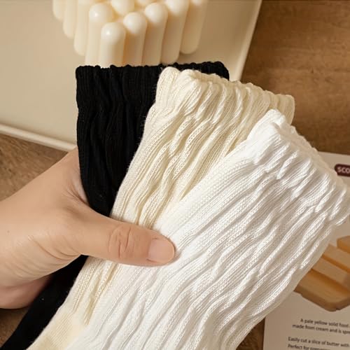 Image of COUVER Womens Scrunched Slouch Socks Soft Cotton Breathable Retro Crew or Knee High, Multiple Colors