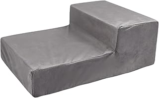 Generic Dog Stairs Dog Steps Ramp Durable Anti Slip Bottom for Small Dogs and Cats Pet Ramp for High Bed 2 Step for Couch Car, Gray