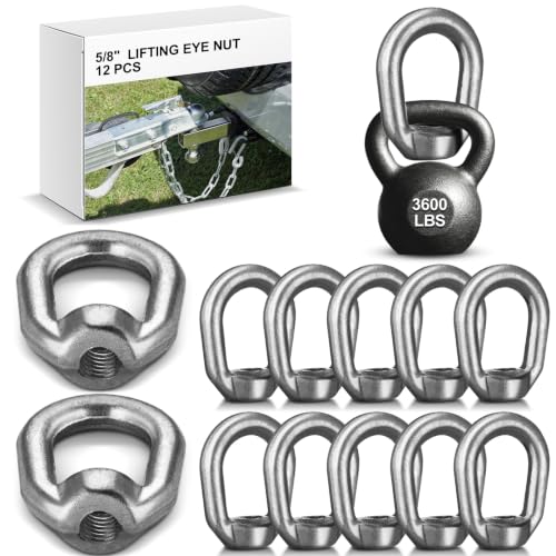 Frienda 12 Pcs 5/8" Lifting Eye Nut Hot Dip Galvanized, Silver