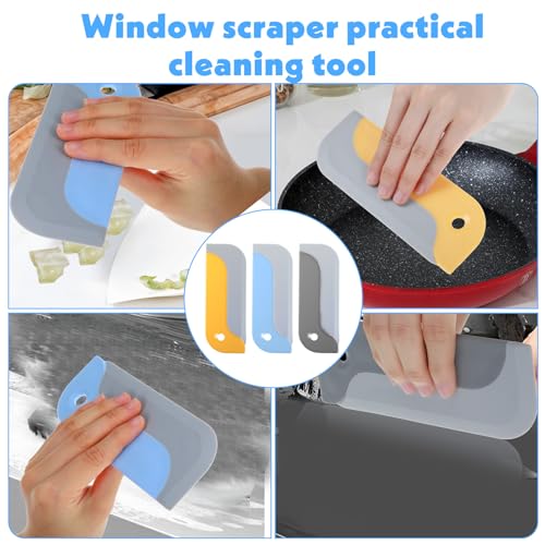 Image of 3 Pcs Sink Squeegee Small Squeegee Mini Window for Home Window Cleaner Kitchen Glass Kitchen Countertops and Sink Dish Scraper for Cleaning Up Dish Residue Auto Windows Grey