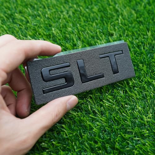Image of Side Door Emblem 3D Letter Badge Nameplates Sticker Replacement for 1500 Truck SLT 2Pc (Gloss Black)