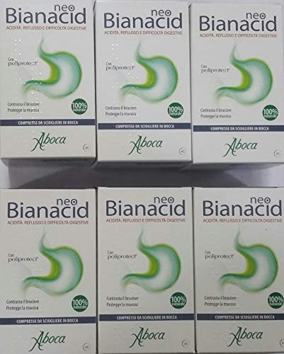 ABOCA - NEOBIANACID 6 Packungen mit 45 Tabletten schützt die Schleimhaut Bekämpfung der Brennen