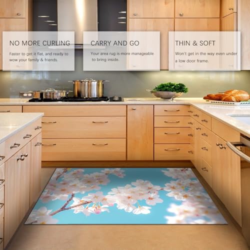 Tapis nature en fleurs cerisier 140x200 de qualité supérieure