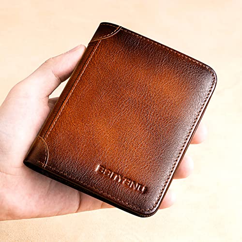 SENYIDUCAN BanYaNu RFID Trifold Wallet for Men - Mens Genuine Leather Wallets - 11 Credit Card Holders - Mens Tri Fold Wallet with 2 Money Cash Slots - Gift For Man4