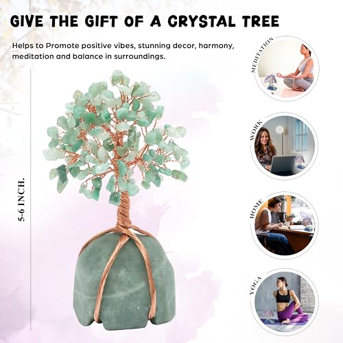 Image of Crocon Green Aventurine Crystal Tree, Birthday Gifts for Women, Men | Green Aventurine Stone Base Tree of Life Decor for House, Sister Gift, Birthday Gifts for Mom & Dad, House Warming Gift