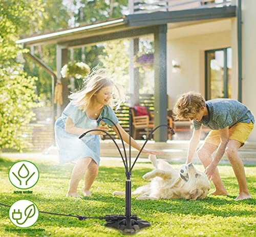 Updated Standing Misters For Outside Patio, [26.2Ft (8M) Stand Misting Line+6 Brass Nozzles] Portable Misting System For Cooling Outdoor, For Bbq Camping Pool Tanning Kids Water Playing Pet Cooling. #TOP1