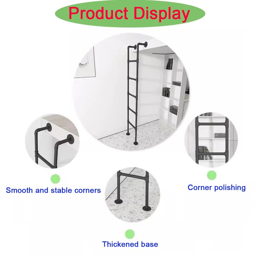 Escalera de Emergencia Industrial Negra, metálica, para literas, altillos, Montaje en Pared, Uso Interior y Exterior, Alturas Disponibles: 60 cm, 120 cm y 150 cm. Fácil instalación. Diseño d