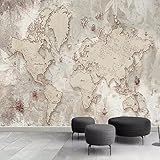 Retro World Map 3D Large Photo Wallpaper, World Nautical Chart Wall Murals, Mural Wallpaper for Living Room Bedroom TV Background Office Decor - 78.7'x 55.1'(W x H)
