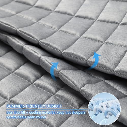 YnM Cooling Weighted Blanket for Adults, 30lbs Heavy Bed Throw Comforter with 100% PE Fabric, Ideal for Hot Sleepers or Summer Days(88x104 Inches for Queen/King Bed, 30 Pounds, Grey)