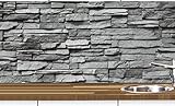 KLINOO Küchenrückwand aus Folie in Steinoptik als Spritzschutz - zuschneidbar und erweiterbar - 97cm x 68cm (Naturstein grau)