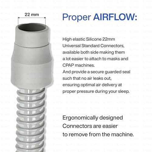 Image of OTICA CPAP /BIPAP Flexible Airflow Tube 22mm - Universal 1.8m Hose for Comfortable Night Breathing, Reusable, Lightweight & Durable, Easy to Connect to All Airflow Devices