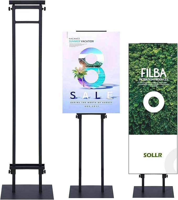 KUJIBGY Poster Stand For Display, Double-sided Floor Standing Sign Holder, Adjustable Sign Stand Pedestal Poster Stand, Sign Banner Stand For Board And Foam Indoor Display（Suitable For Indoor Use Only)