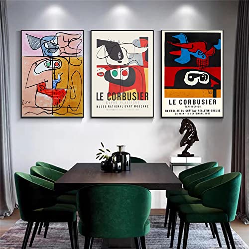 Toile Peinture Exposition 1954 Style Cubisme Grand Format