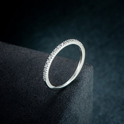 Hafeez Center Moissanite Wedding Bands For Women, Moissanite Rings For Women, 1.5Mm Petite Half Eternity Wedding Bands For Her (White-Gold, 8) #TOP5